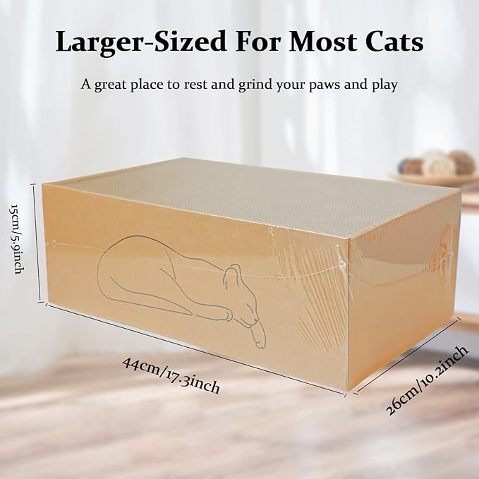 5 Packs in 1 Cat Scratch Pad with Box for Indoor Cats, Larger-Sized Durable Recyclable and Reversible Cardboard Cat Scratching Pad for Rest and Play