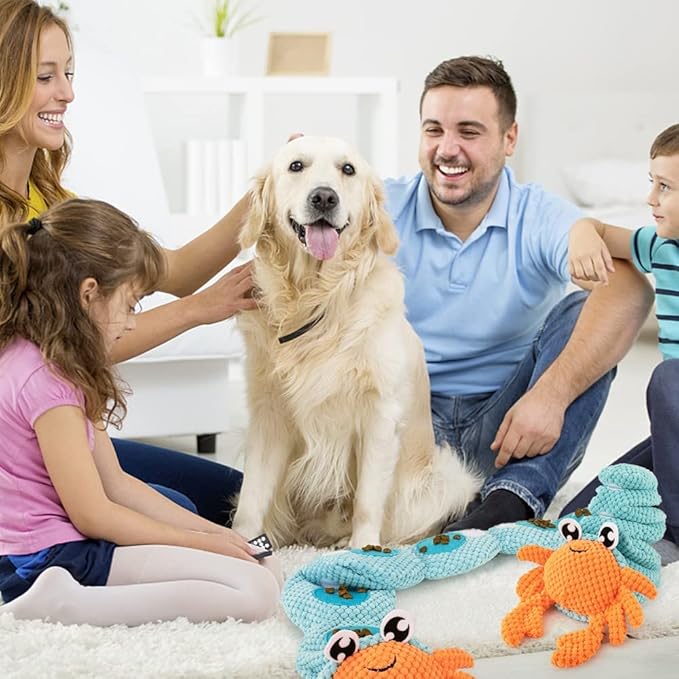 AWOOF Hermit Crab Shape Squeaky Dog Chew Toys - Interactive Snuffle Toys for Small & Medium Dogs, Release Stress & Train Natural Foraging Instincts