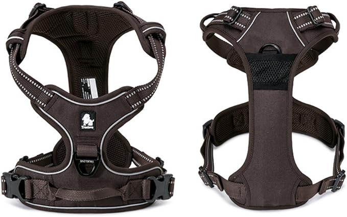 TRUE LOVE Adjustable No-Pull Dog Harness Reflective Pup Vest Harnesses Comfortable Control Brilliant Colors Truelove TLH5651(Brown,M)