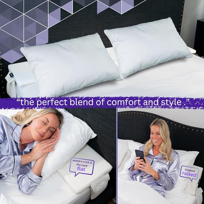 Bed Wedge Pillow for headboard Mattress Gap DuoWedge lux. (White, Cal-King 72") The Perfect Filler for Gaps up to 7"