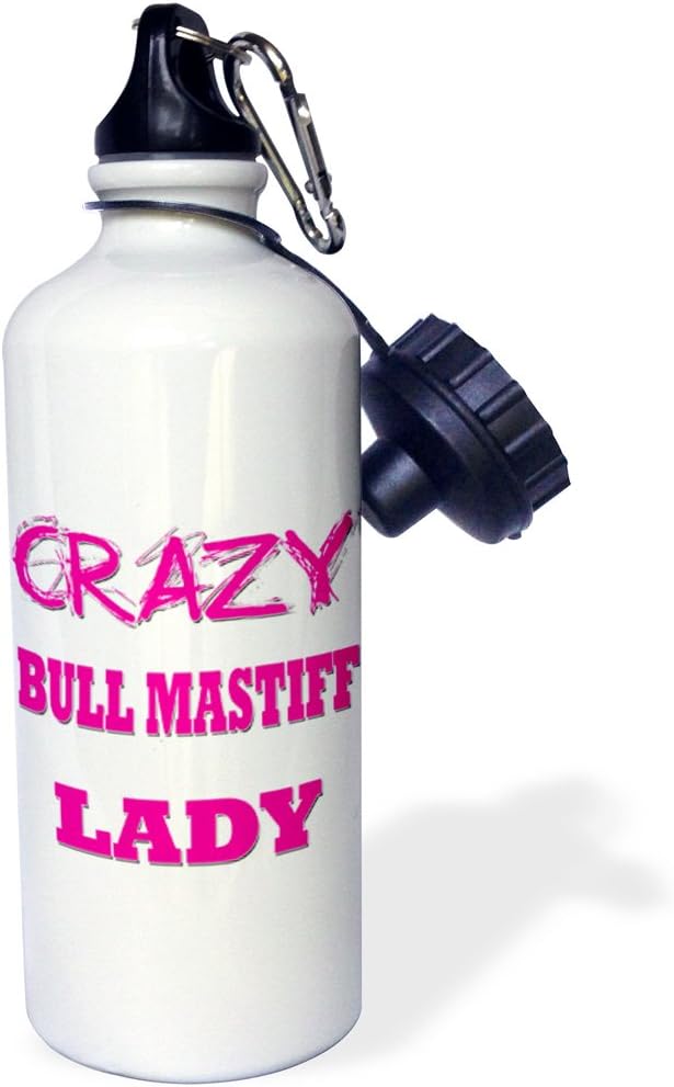 3dRose Crazy Bull Mastiff Lady-Sports Water Bottle, 21oz , Multicolored