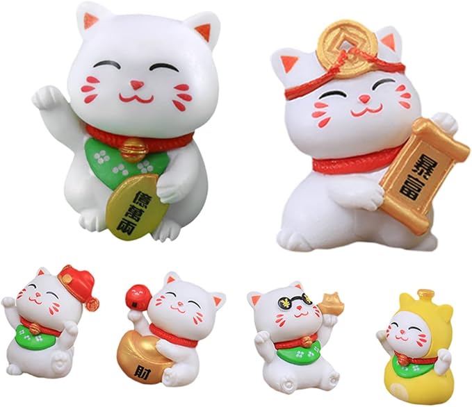 Yardwe 3sets Adorable Cat Figurines Kawaii Miniature Cat Statue Resin Craft for Home Outdoor Decor 6pcs*3