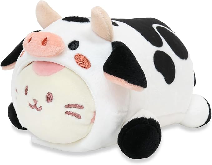 Anirollz Stuffed Animal Plush Toy – 6" Small Blanket Outfitz Doll | Soft, Squishy, Warm, Cute, Comfort, Safe | Birthday Pillow with Kawaii Pink Kitty Cat Cow Kittiroll