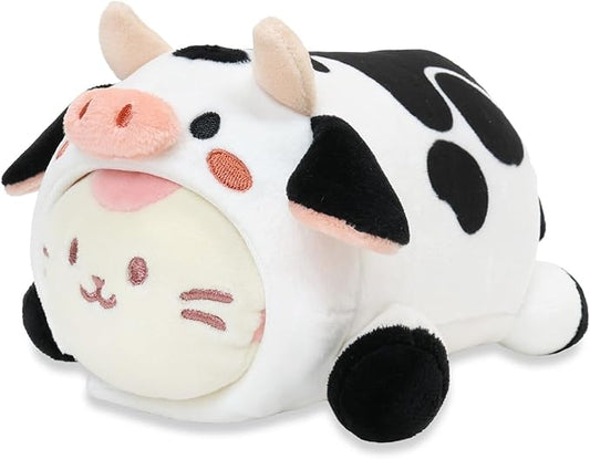 Anirollz Stuffed Animal Plush Toy – 6" Small Blanket Outfitz Doll | Soft, Squishy, Warm, Cute, Comfort, Safe | Birthday Pillow with Kawaii Pink Kitty Cat Cow Kittiroll