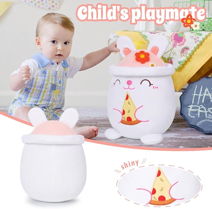 AIXINI Cute Rabbit Plush Pillow 8" Bunny Stuffed Animal, Soft Kawaii Rabbit Plushie with Hat Outfit Costume Gift