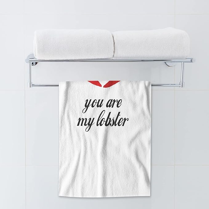AOYEGO Red Lobster Towels Animal Word You are My Lobster for Valentine's Day Soft Highly Absorbent Large Hand Towels for Bathroom Hotel Gym and Spa 15x30 Inch