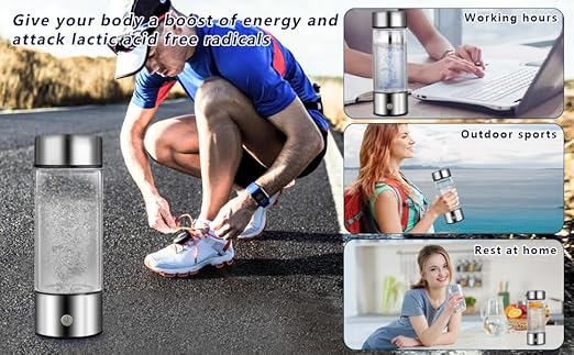 Hydrogen Water Bottle Generator (420ml 3-Minute) Quick Electrolysis, SPE/PEM Technology, Portable USB Charging Ideal for Home, Travel, Exercise, and Gifting (Silver)