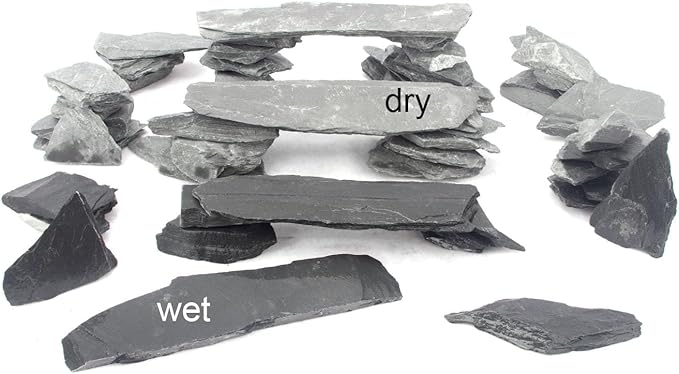 CFKJ [18 Pounds] Natural Slate Stone Rocks, Mix of Rocks About 2 to 5 inches and 4 Piece 8 inches Slate Stone Rocks for Aquascaping, Aquariums, Terrariums, Amphibian Enclosures