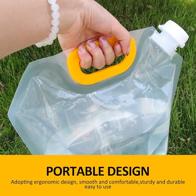 MODUODUO Collapsible Water Jug Container Bag 5pcs Outdoor Folding Water Bag with Handle for Catered Events, Camping, or Hiking (1.3 gal)