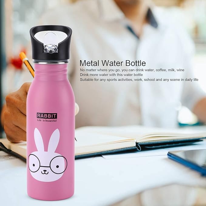 Metal Water Bottle, Leak Proof Stainless Steel Sports Bottle Anti Rust with Sucking Mouth for Biking for Camping for Outdoor