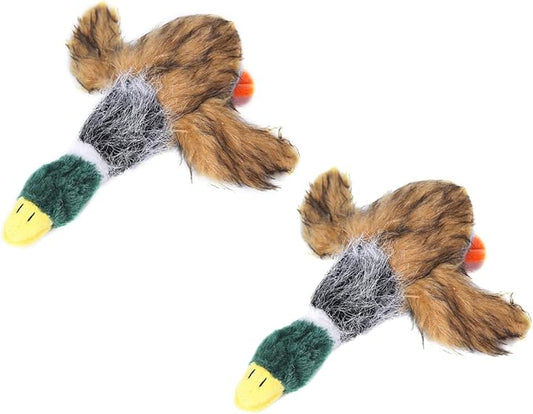 JKW Plush Mallard Duck Dog Toy, Squeaky Dog Toy, Plush Dog Chew Toy for Small and Medium Dogs, 8-Inch 2 Pack