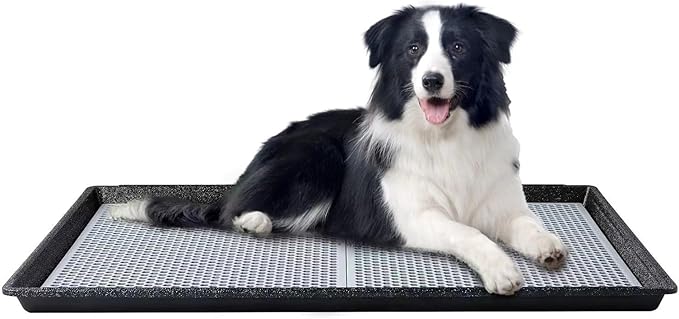 HQ4us Dog Pee Pad Holder Tray with Grate 34”×23”, Large Dog Litter Box Toilet, Puppy Pee Pad Holder, Less Mess, Dog Potty Indoor Outdoor for Balcony