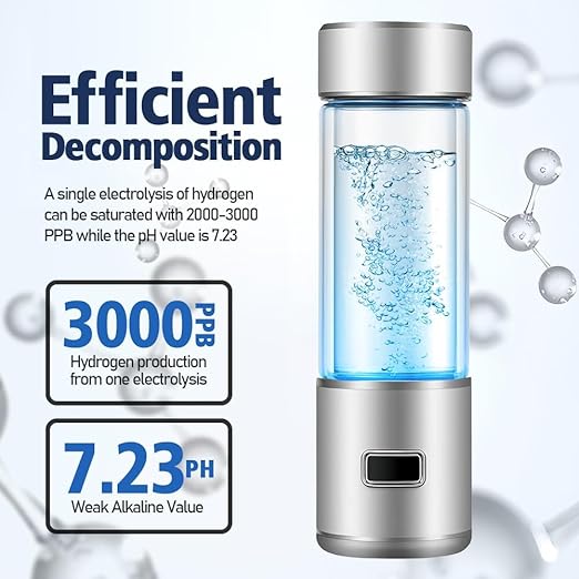 Hydrogen Water Bottle is a 3-Purpose Hydrogen Water Generator That uses Advanced SPE and PEM Over 3000 ppb of odourless Hydrogen Water 2024-New Upgrade (with Hydrogen Absorption)