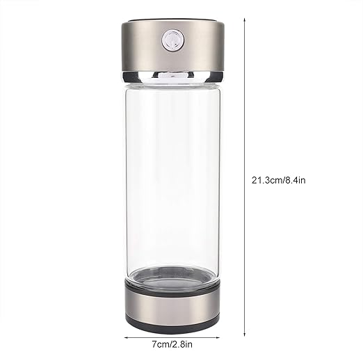 Hydrogen Water Bottle, Portable Hydrogen Rich Water Cup, USB Charging Rich Hydrogen Water Purifier Filter Glass Bottle Portable Lonizer Cup, Hydrogen Rich Water Glass Health Cup (Silvery)