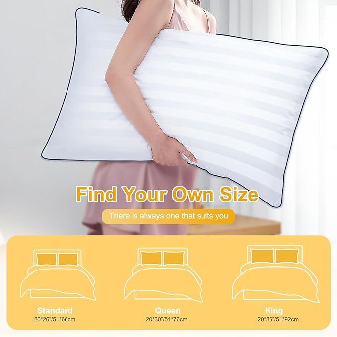 Bed Pillows for Sleeping - 4 Packs Queen Size Luxury Hotel Down-Alternative Pillow for Neck and Shoulder Pain Relief, Soft Density for Side, Back or Stomach Sleepers(20 * 30")