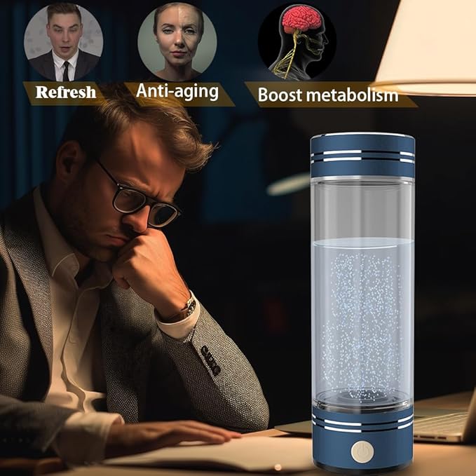 Hydrogen Water Bottle Maker Machine Hydrogen Water Generator Ionizer with SPE and PEM Technology 17oz Dantin Blue