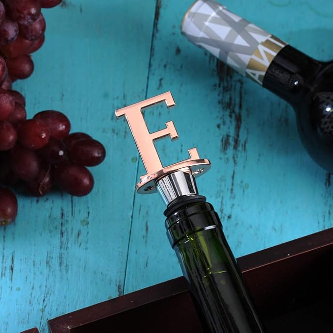 Miicol Wine Stopper, Prosecco Stopper, Wine Bottle Stopper, Personalised Champagne Stopper, Rose Gold Wine Accessories, Wine Lovers Gift, Monogram Gift, Letter E