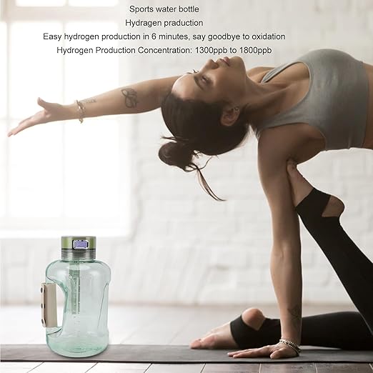 Hydrogen Water Bottle, Portable Leakproof Hydrogen Rich Water Generator, Rechargeable Sports Kettle for Family Fitness Office Travel Daily, 1.5L (Light Green)
