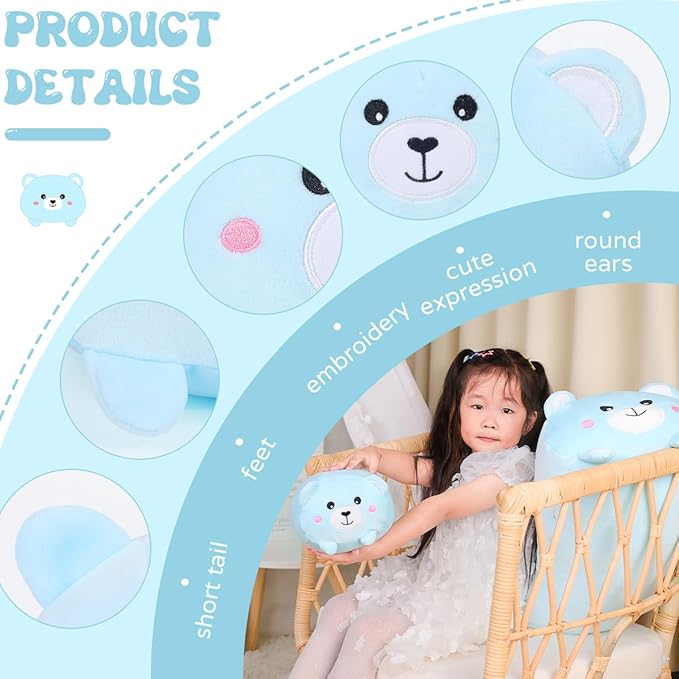 AIXINI 23.6 inch Cute Bear Plush Stuffed Animal Cylindrical Body Pillow,Super Soft Cartoon Hugging Toy Gifts