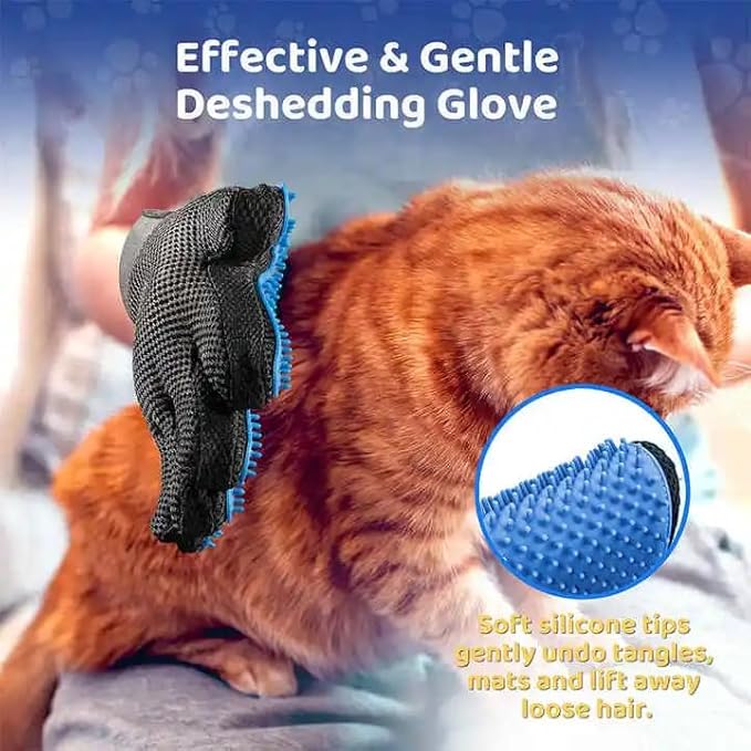 [Pair of 2] Pet Grooming Gloves for Dogs & Cats – Efficient Deshedding Brush Mitts for Both Hands – Gentle Dog & Cat Hair Remover for Shedding, Bathing & Grooming