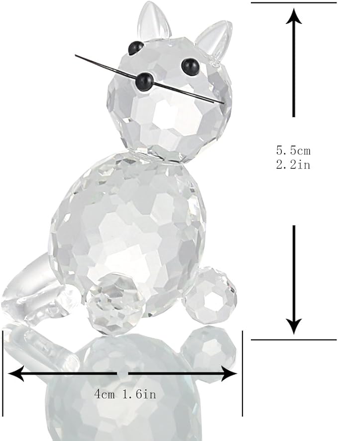 H&D HYALINE & DORA Crystal Collectible Standing Cat Figurine Miniature Glass Christmas Collectible