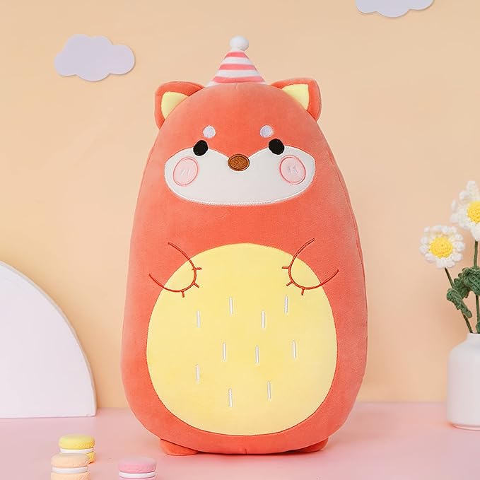 Fox Plush Pillow,Cute Fox Stuffed Animals Plush Toy,Soft Kitty Stuffed Animal Toy Hugging Pillow Birthday Gifts for Kids Home Decoration(Strawberry Fox)