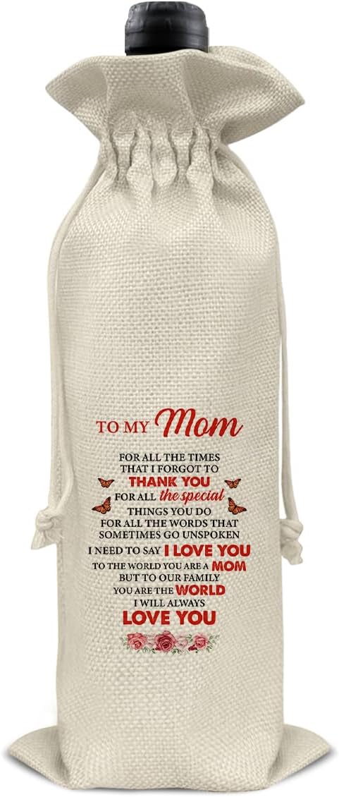 Mom Gifts Wine Bag Thank You Gift for Mom Birthday Mother's Day Mom Appreciation Wine Gift Bag