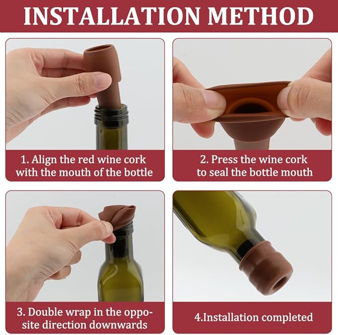 4pcs Wine Stoppers, Air Tight Flexible Beer Bottle Stopper Reusable Silicone Wine Sealer for Wine bottles Beverage Bottle Stoppers(red+black+grey+coffee)