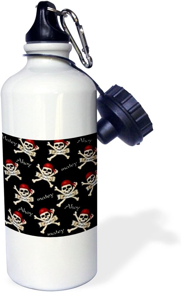 3dRose Print of Cute Ahoy Matey Pirate Toss Sports Water Bottle, 21 oz, Multicolored