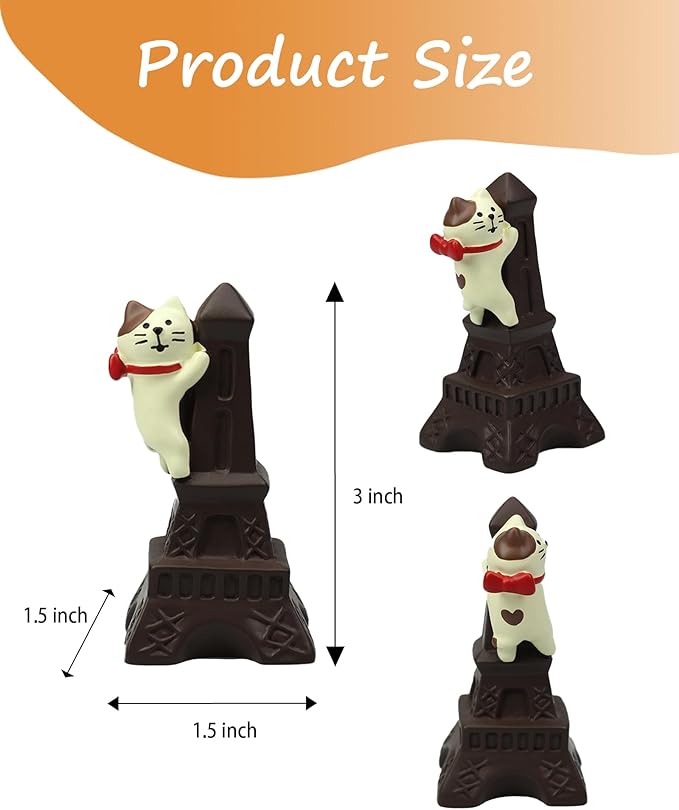 Cute Miniature Cat Figurine Climbing The Tower Resin Mini Cat Figures, Kitten Miniature Desk Accessories - Perfect Cute Cat Gift for Cat Lovers