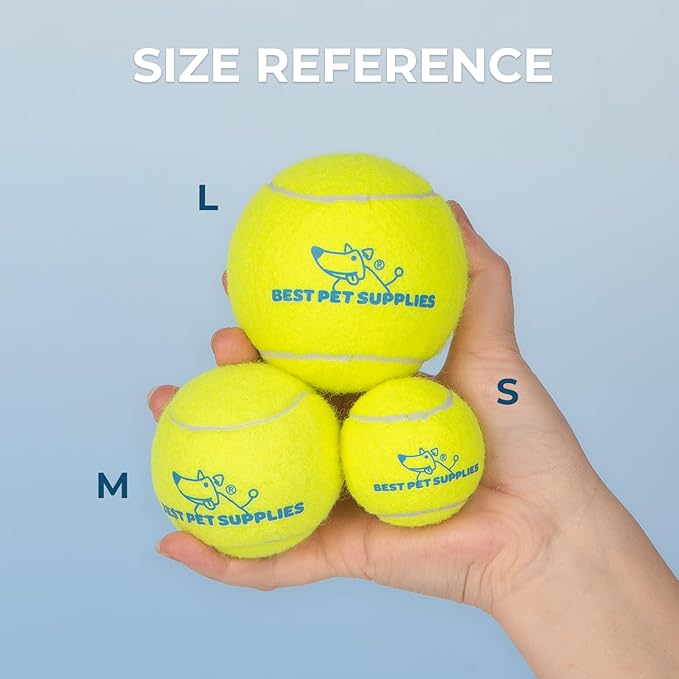 Best Pet Supplies Interactive Squeaky Dog Chew Toy, Ideal Dog Toys for Chewers, Small, Medium & Large Dogs, and Fetch Lovers - Tennis (Yellow), Medium (Pack of 4)