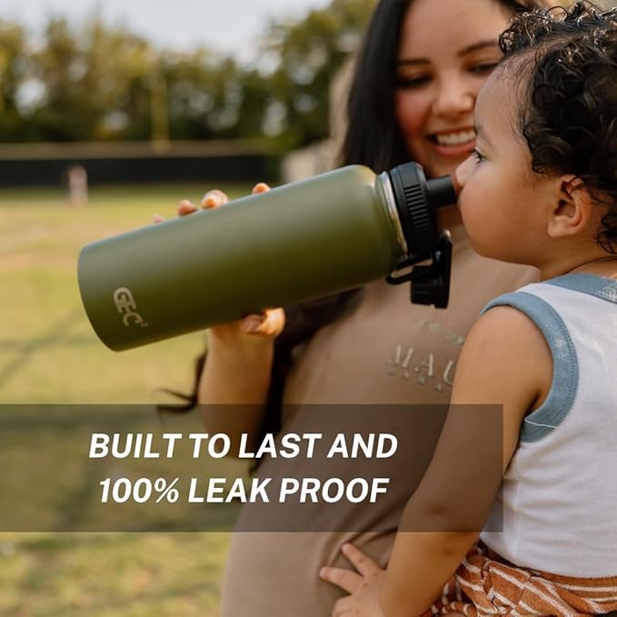 40oz Stainless Steel Water Bottles Leak Proof Vacuum Insulated Water Bottle Thermos Flask Sport Water Bottle (Black)