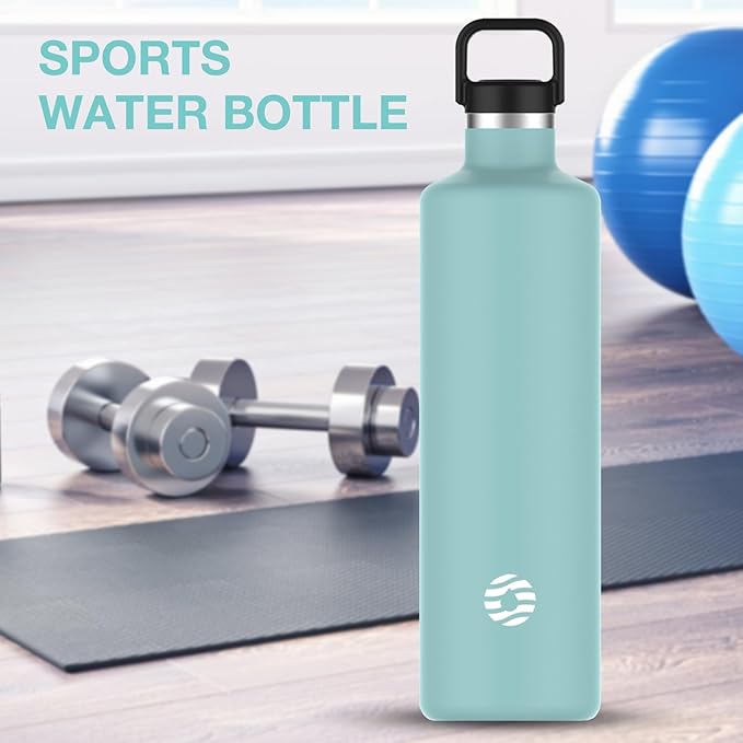 60oz Water Bottle with Carrier Bag, Large Insulated Water Bottle, Stainless Steel Water Bottles, Double Walled Insulated Thermo for Hot Drinks/Cold Drinks, Great for Gym, Hiking, Camping (Teal Blue)