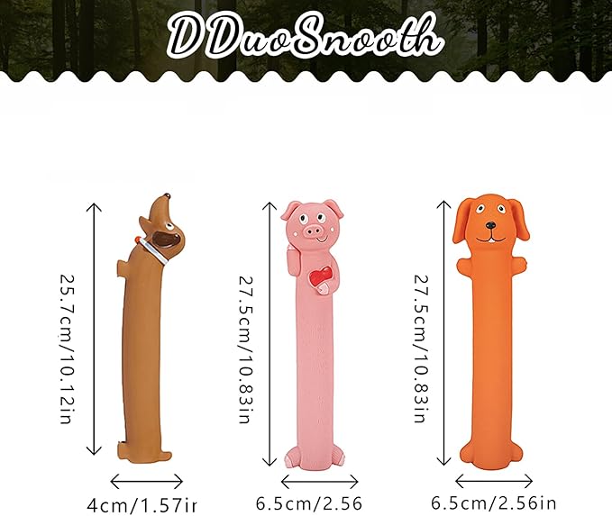 3 pcs 9-11 inch Original Squeaky Latex Dog Toy for Small Medium Large Breeds, Rubber Bite Force Pet Toys for Cat Puppy Animal (Pink Orange Brown), Safe Easy to Clean