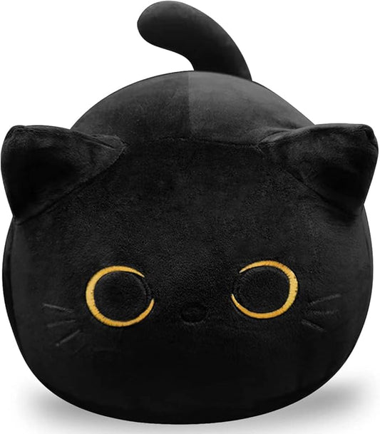 Soft Black Cat Plush Toy Pillow - Stuffed Animal for Kids, Boys & Girls Gifts