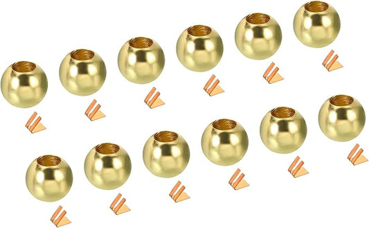 MECCANIXITY Pull Cord Tassels Window Blind Extender Chain Drop Knobs Ball Pull Ends Gold Tone, for Curtain Blinds Shades Light Ceiling Fan Pull Switch, Pack of 12