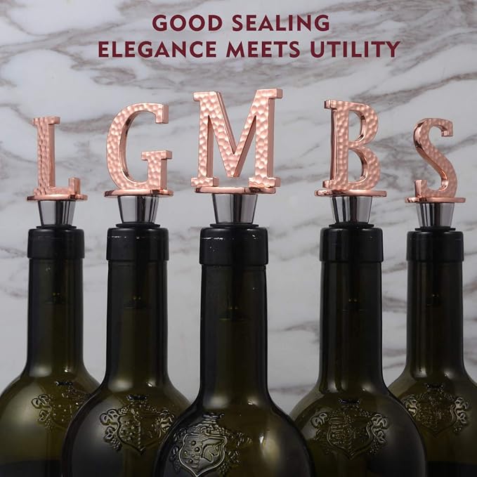 Miicol Wine Bottle Stopper, Prosecco Stopper, Rose Gold Wine Stopper, Personalised Champagne Stopper, Initial Wine Stopper, Funny Prosecco Gift, Wine Lovers Gift, Letter M