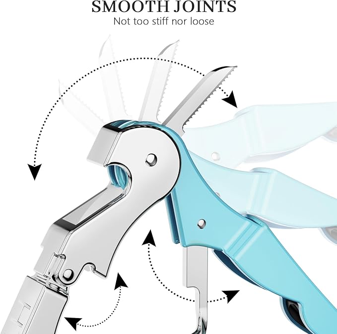 HYZ 2-Pack Wine Opener Waiter Corkscrew, Professional Wine Key for Servers, Bartender with Foil Cutter, Manual Wine Bottle Opener Double Hinged (Aqua Blue)