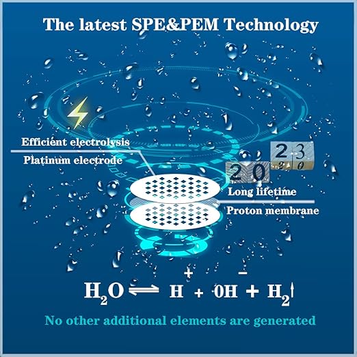 Hydrogen Alkaline Water Maker Machine Generator Hydrogen Water Bottle Pitcher Ionize System with SPE & PEM Tech, Make Hydrogen Content to 800-1600 PPB(Green)