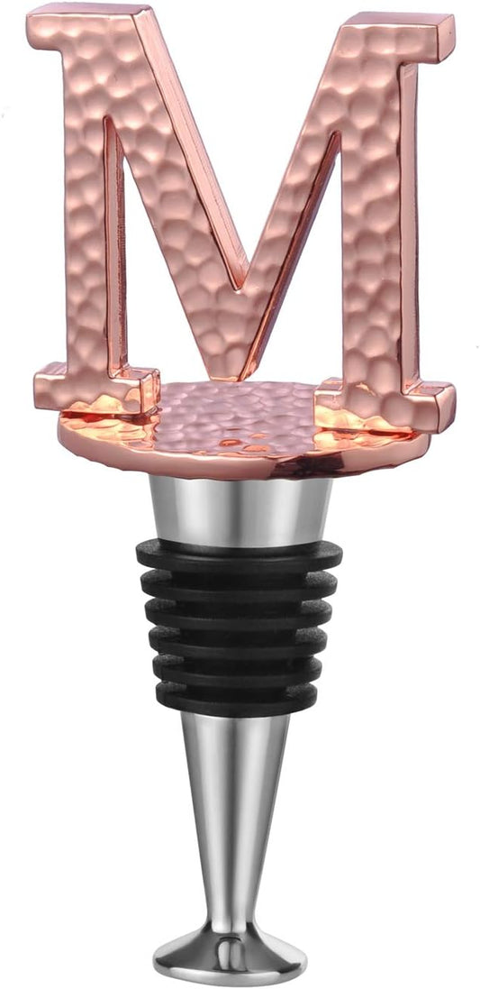 Miicol Wine Bottle Stopper, Prosecco Stopper, Rose Gold Wine Stopper, Personalised Champagne Stopper, Initial Wine Stopper, Funny Prosecco Gift, Wine Lovers Gift, Letter M