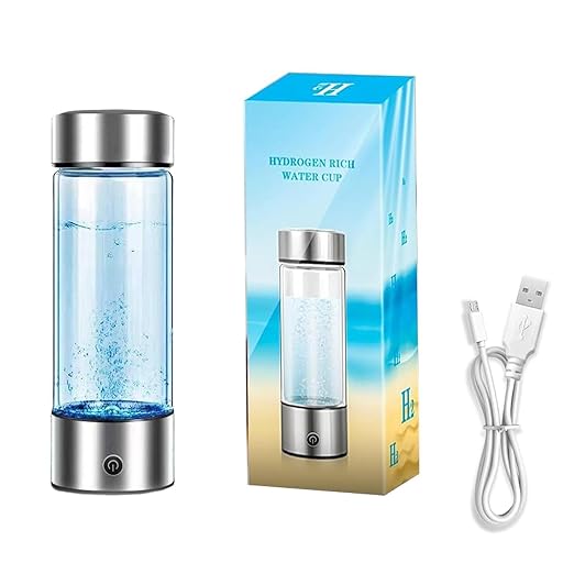 Hydrogen Water Bottle, Portable Hydrogen Water Bottle Generator, Hydrogen Water Machine Improve Water in 3 Minutes for Home, Office, Travel (Silver)