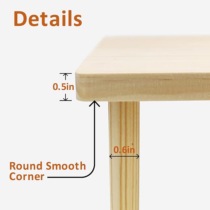 BNOSDM Wooden Hamster Platform with Legs Small Animal Standing Platform Exercise Toy Cage Accessories for Syrian Dwarf Hamsters Guinea Pigs Gerbils Degus Chinchillas Mice Bird