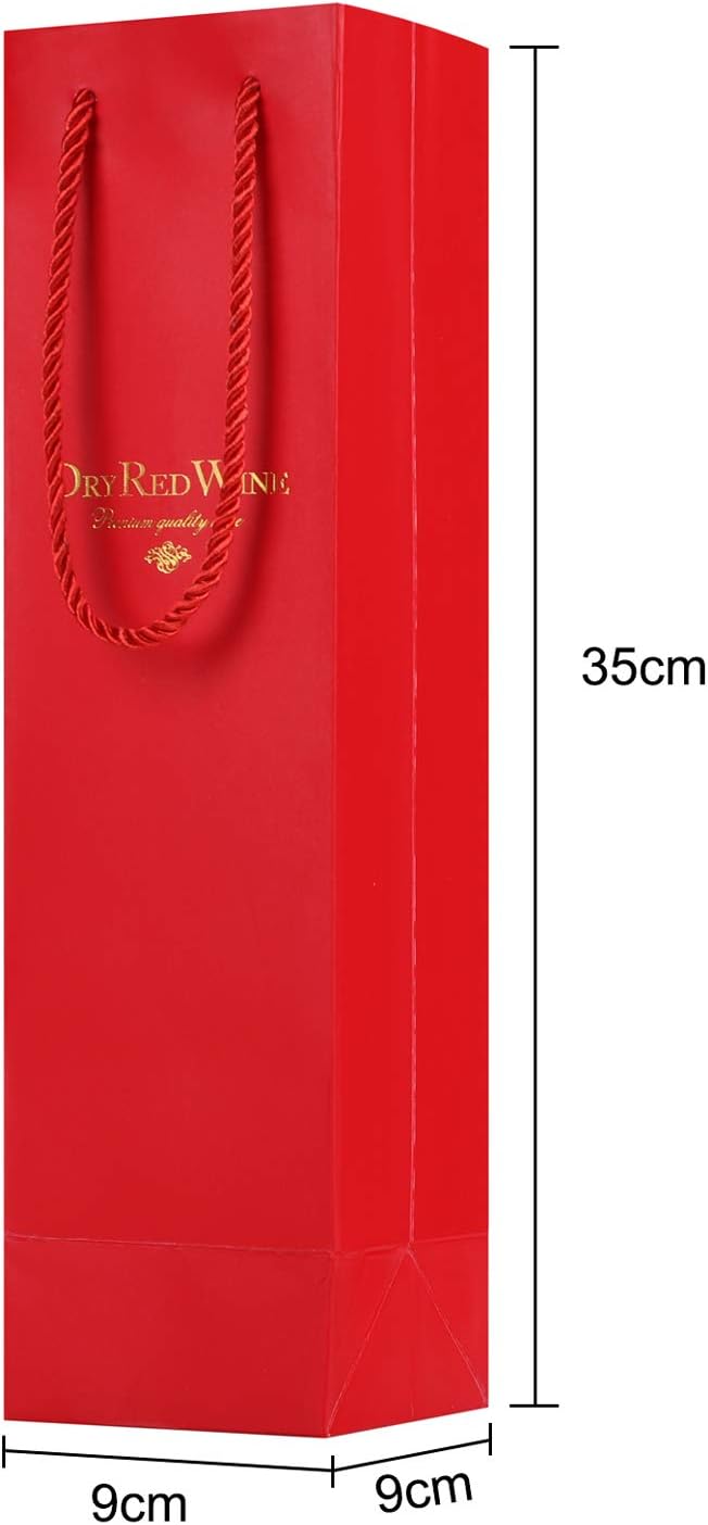 Ibluelover 10Pcs Wine Gift Bags Paper Champagne Carrier Bag Single Wine Bottle Storage Holder Tote Bag with Handle for Christmas Birthday Wedding Anniversary Celebration Party Favors