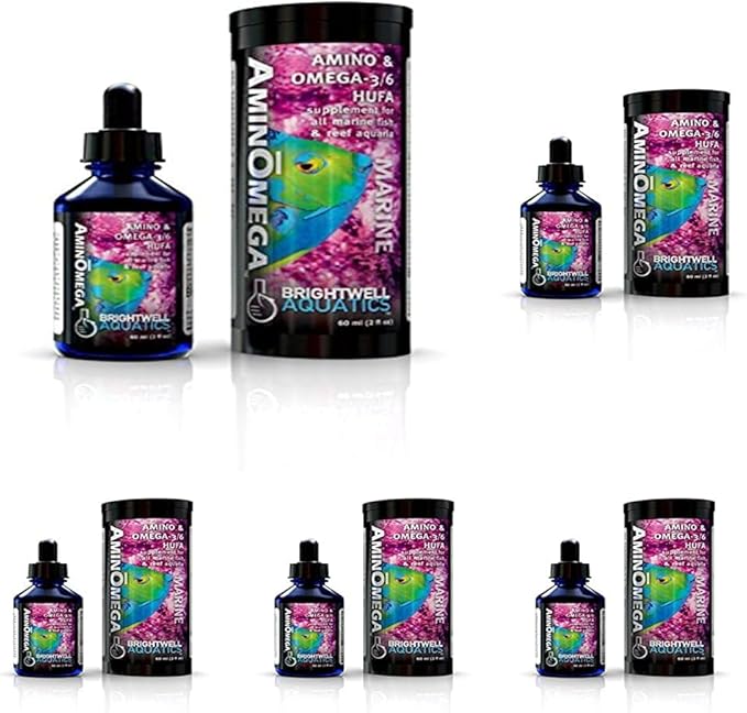 Brightwell Aquatics AminOmega - Amino & Omega - 3/6 HUFA Supplement for All Marine Fish & Reef Aquariums (Pack of 5)