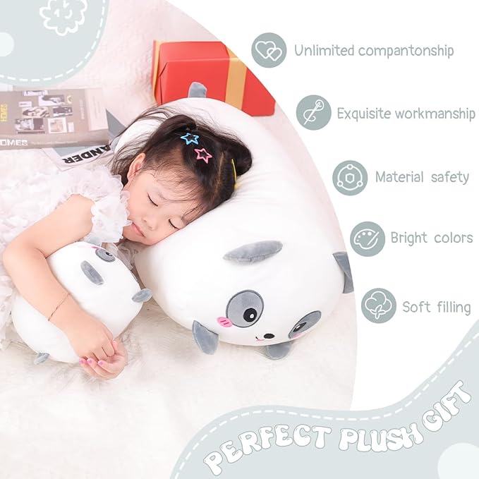 AIXINI 35.5 inch Cute Panda Plush Stuffed Animal Cylindrical Body Pillow,Super Soft Cartoon Hugging Toy Gifts
