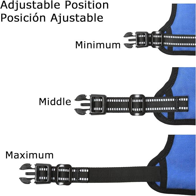 HEELE Dog Harness, No Pull Adjustable Padded Reflective Harness for Small Medium Large Dogs with Handle for Walking Training, Blue, L