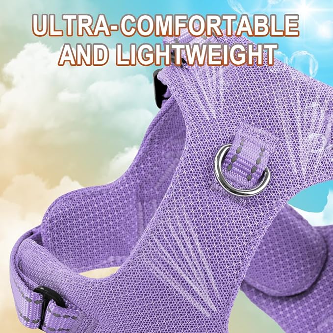 Dog Harness Step in Dog Vest Harness, Reflective Adjustable Puppy No Pull Harness Breathable Soft for Small and Medium Dogs Cats, Violet Purple, XS
