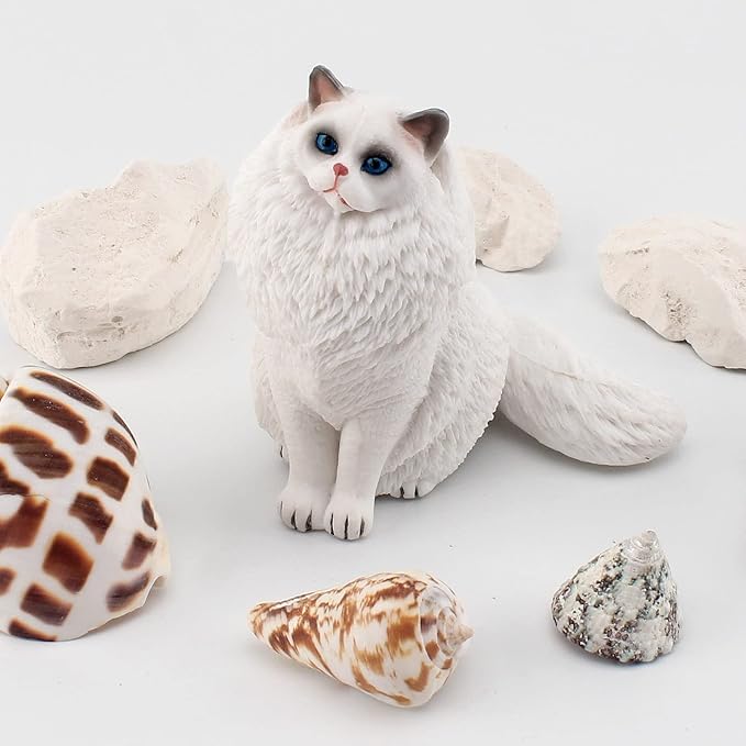 Ragdoll Cat Figurine Big Cat Animal Action Figure Cat Toy Cat Model Figure for Party Supplies Desktop Decoration Cake Toppers Collection Toys for Boys Girls Kid Toddlers