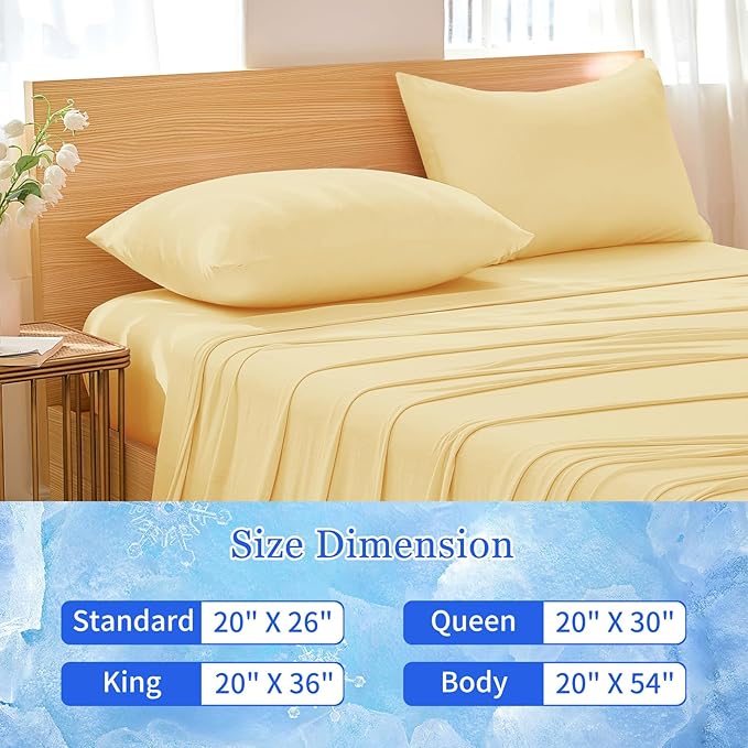 Cooling Pillow Cases for Hot Sleepers - Double Side Arc-Chill Q-Max>0.5 Cooling Fiber Cool Pillow Cases 2 Pack - Breathable Soft Cold Pillow Cases with Hidden Zipper (Cream, 20" x 26")
