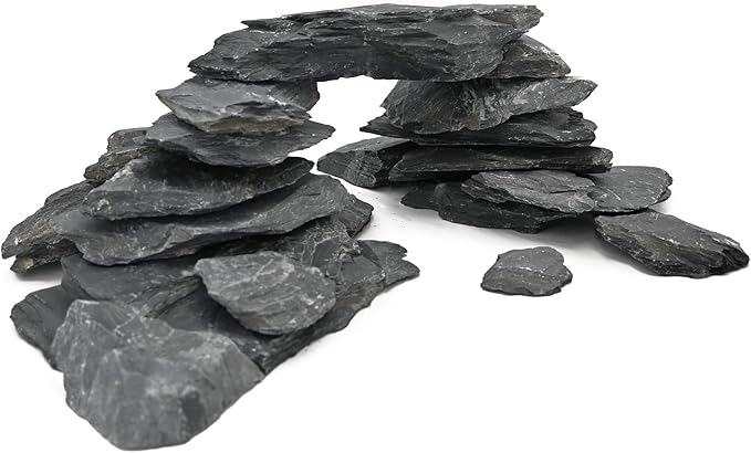 Natural Slate Stone for Aquariums 3 to 10 Inches Perfect Fish Tank Rocks Reptile Basking Stones & Fairy Garden Decor-20LB